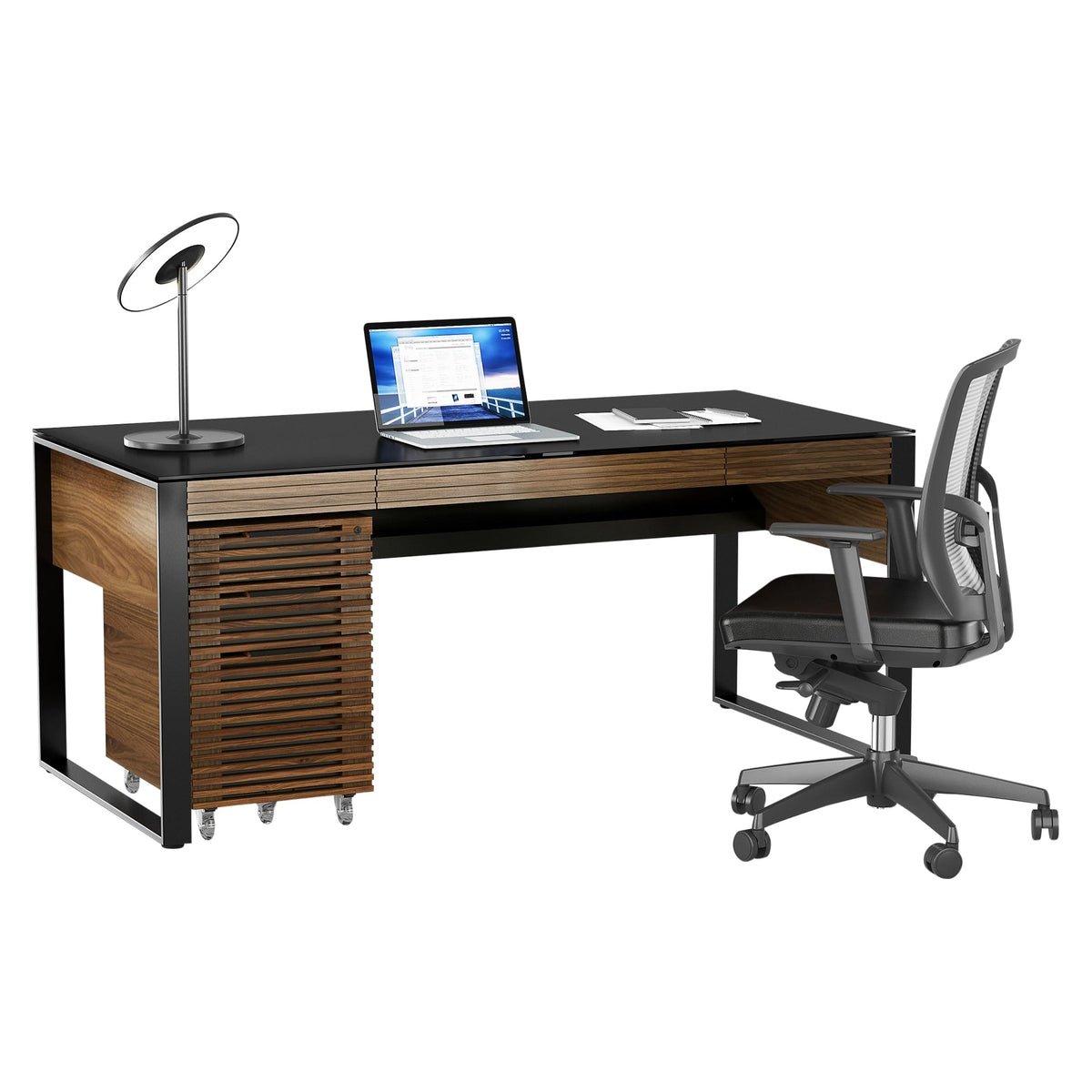 BDi Corridor 6507 Mobile File Cabinet in Natural Walnut, on white