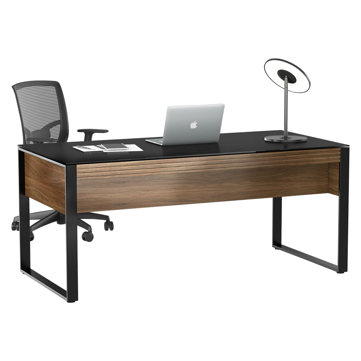 BDi Corridor 6521 Executive Office Desk in Natural Walnut, on white