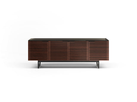 BDi Corridor 8179 4 Door Media Cabinet in Chocolate Stained Walnut, front view, on white