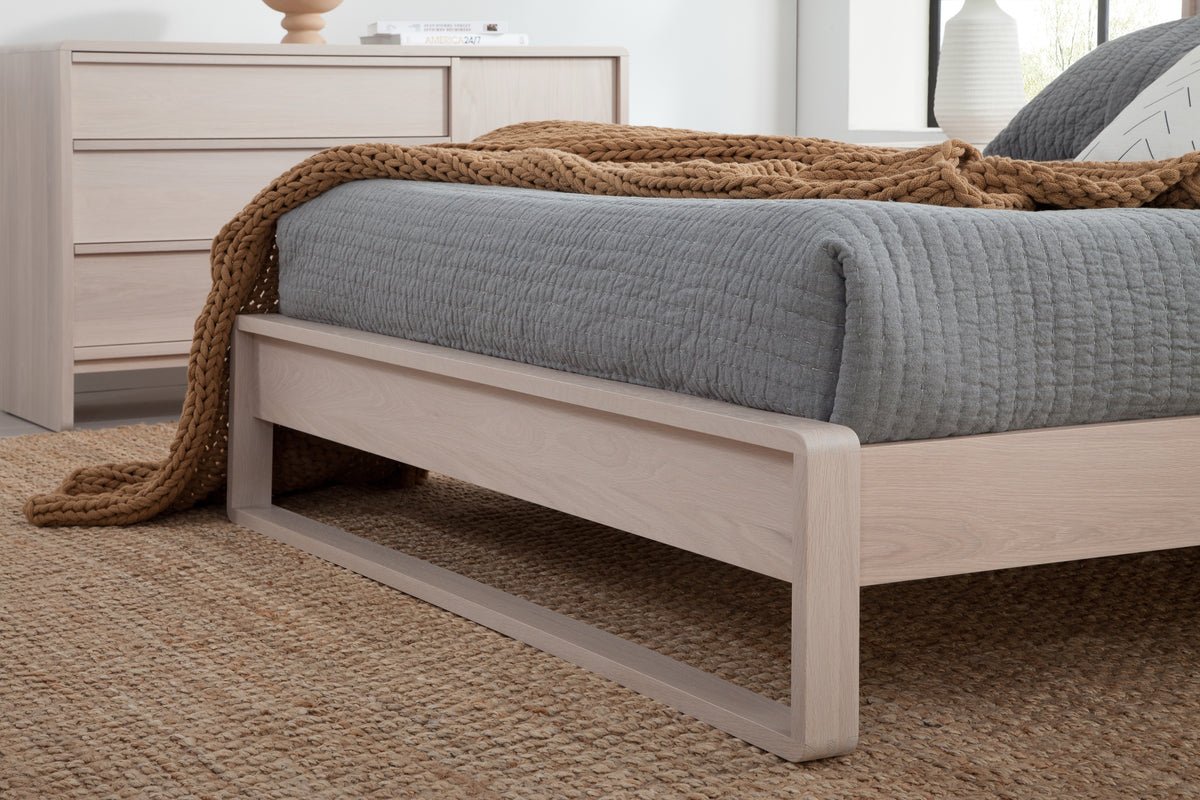 West Bros Corsa Panel Bed in 45 Weathered Wood, footboard detail