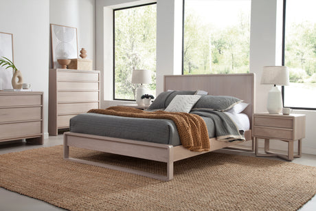 West Bros Corsa Panel Bed in 45 Weathered Wood, in a room setting