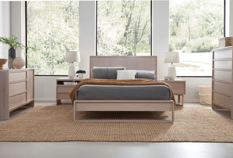 West Bros Corsa Panel Bed in 45 Weathered Wood, in a room setting