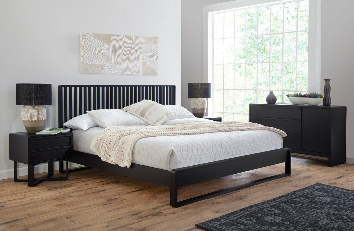 West Bros Corsa Slat Bed in 46 Noir, angled view