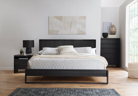 West Bros Corsa Panel Bed in 46 Noir, footboard detail