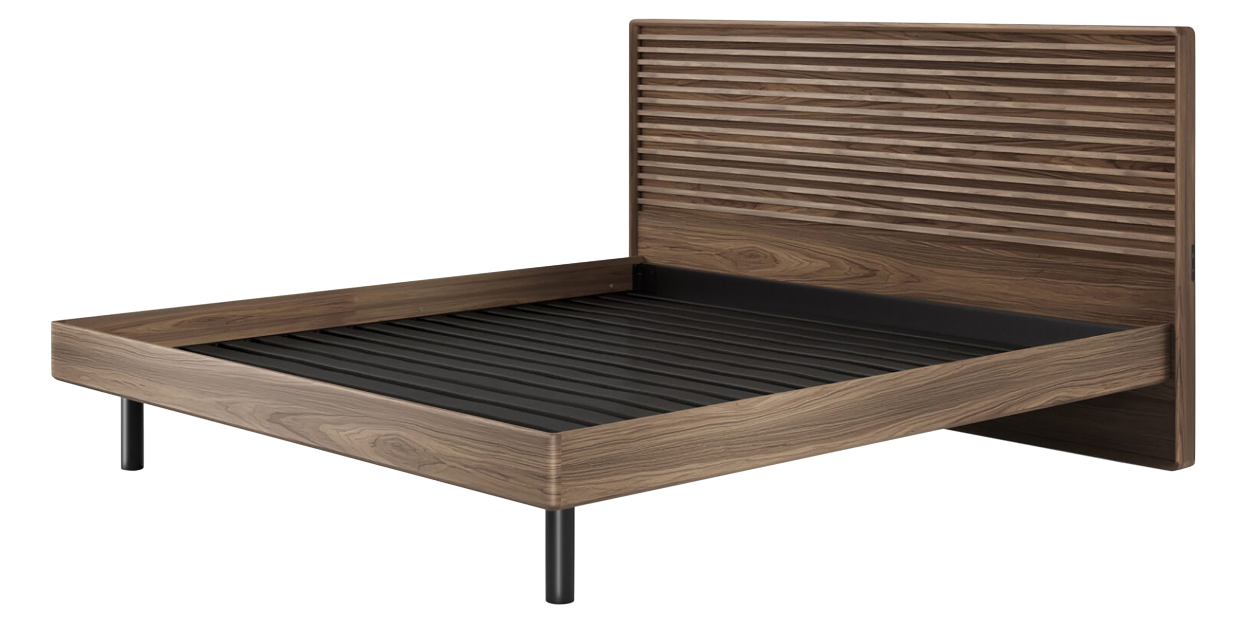 Natural Walnut with Powder Coated Steel and Solid Pine (King Size) | BDI Cross-Linq Bed | Valley Ridge Furniture