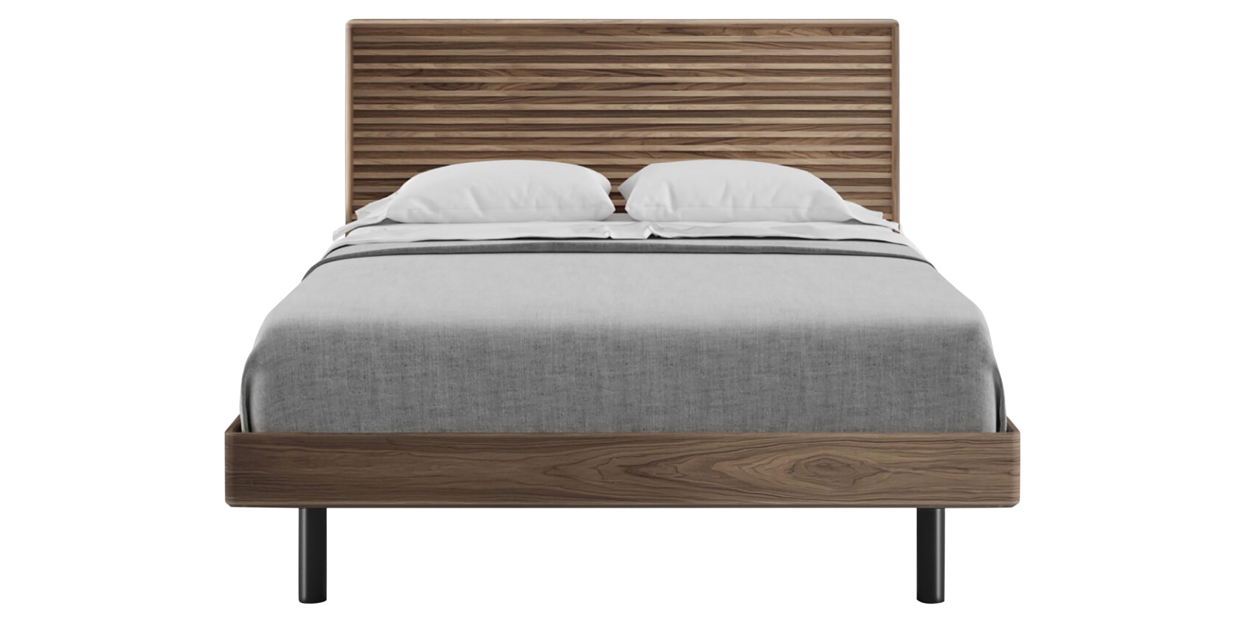 Natural Walnut with Powder Coated Steel and Solid Pine (Queen Size) | BDI Cross-Linq Bed | Valley Ridge Furniture