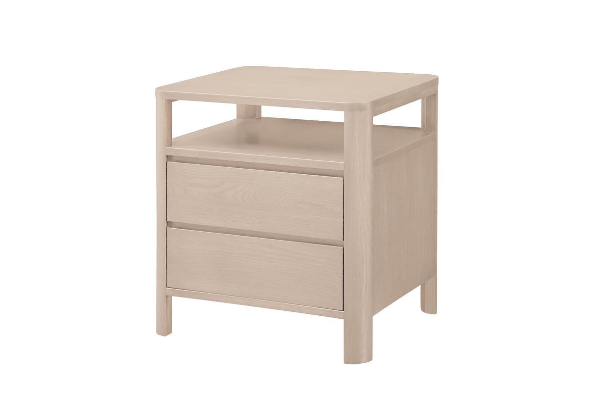 West Bros Curva Night Table in 45 Weathered Wood, on white