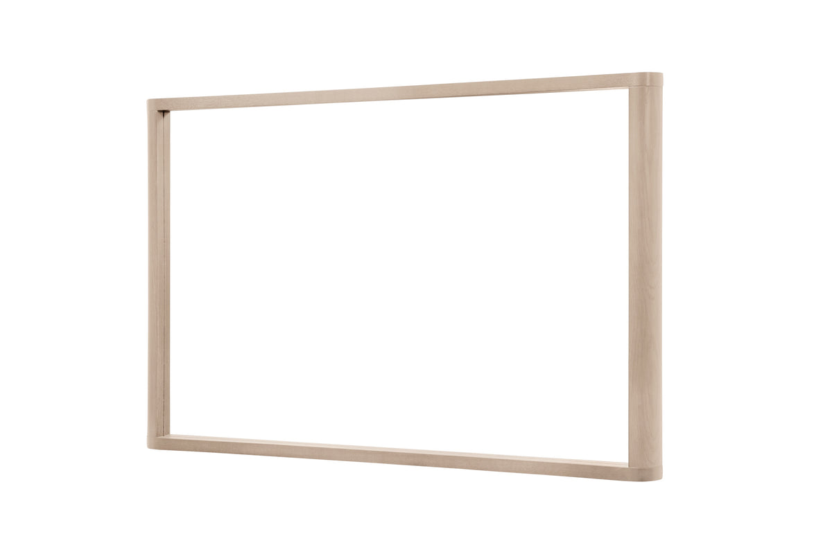 West Bros Curva Landscape Mirror in 45 Weathered Wood, on white