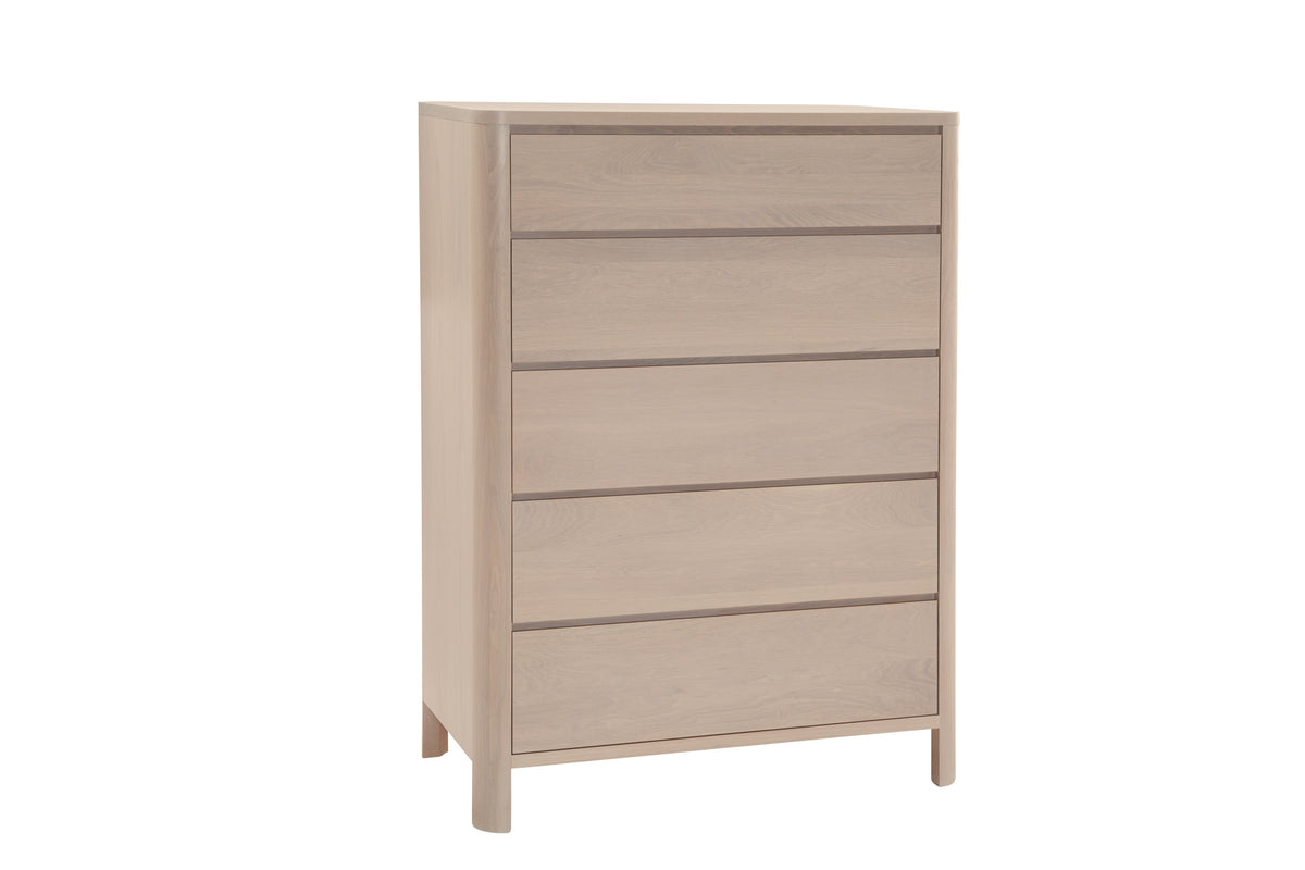 West Bros Curva Chest of Drawers in 45 Weathered Wood, on white