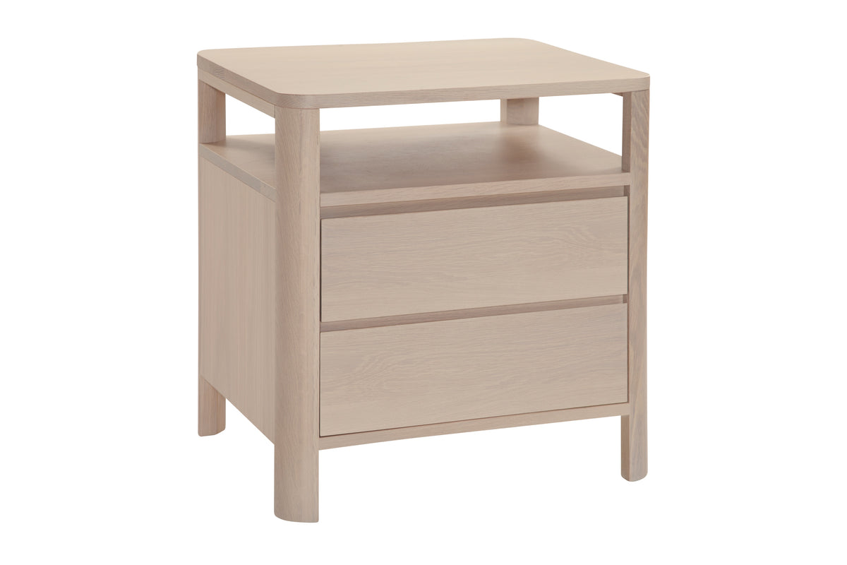 West Bros Curva Night Table in 45 Weathered Wood, on white