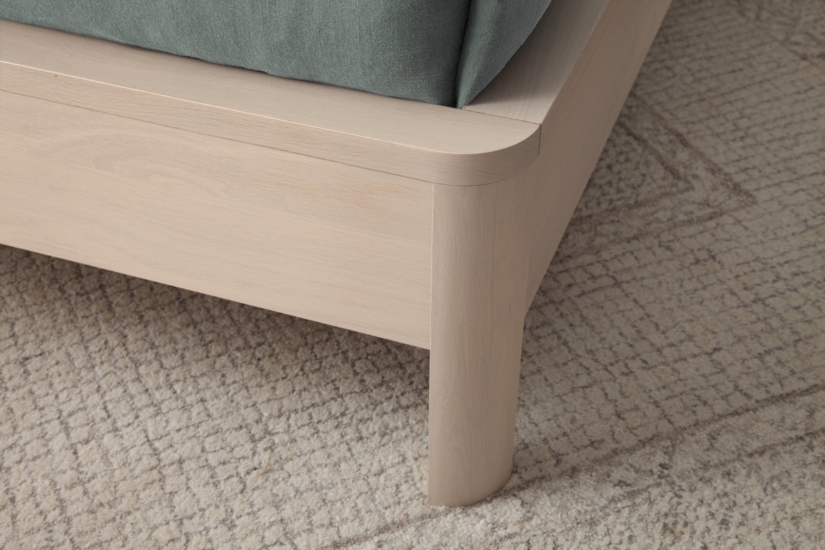 West Bros Curva Shelter Bed in 45 Weathered Wood, leg detail