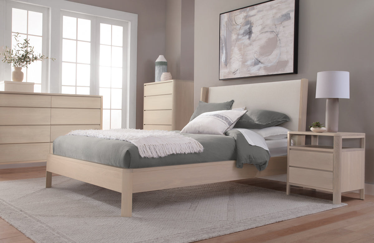 West Bros Curva Shelter Bed in 45 Weathered Wood, in a room setting