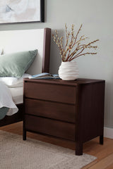 West Bros Curva Bedside Chest in 22 Mocha, in a room setting