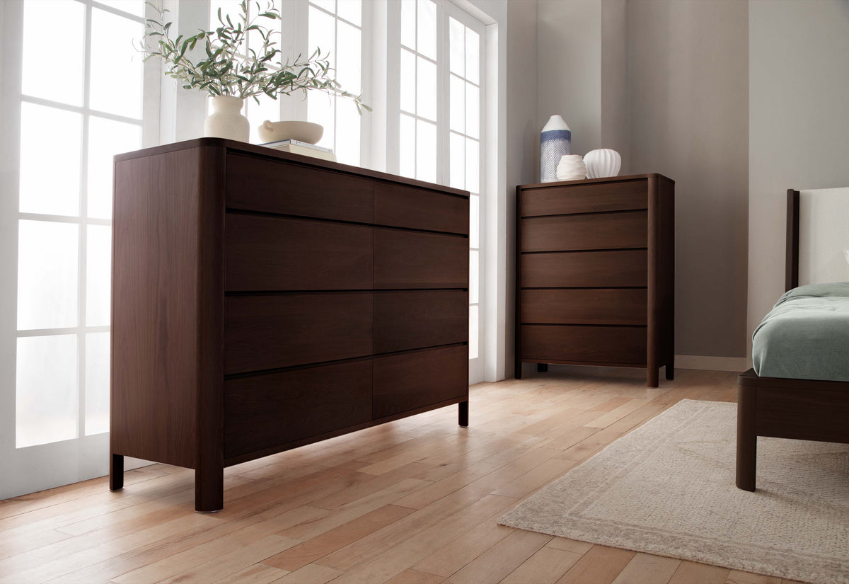West Bros Curva Chest of Drawers in 22 Mocha, in a room setting