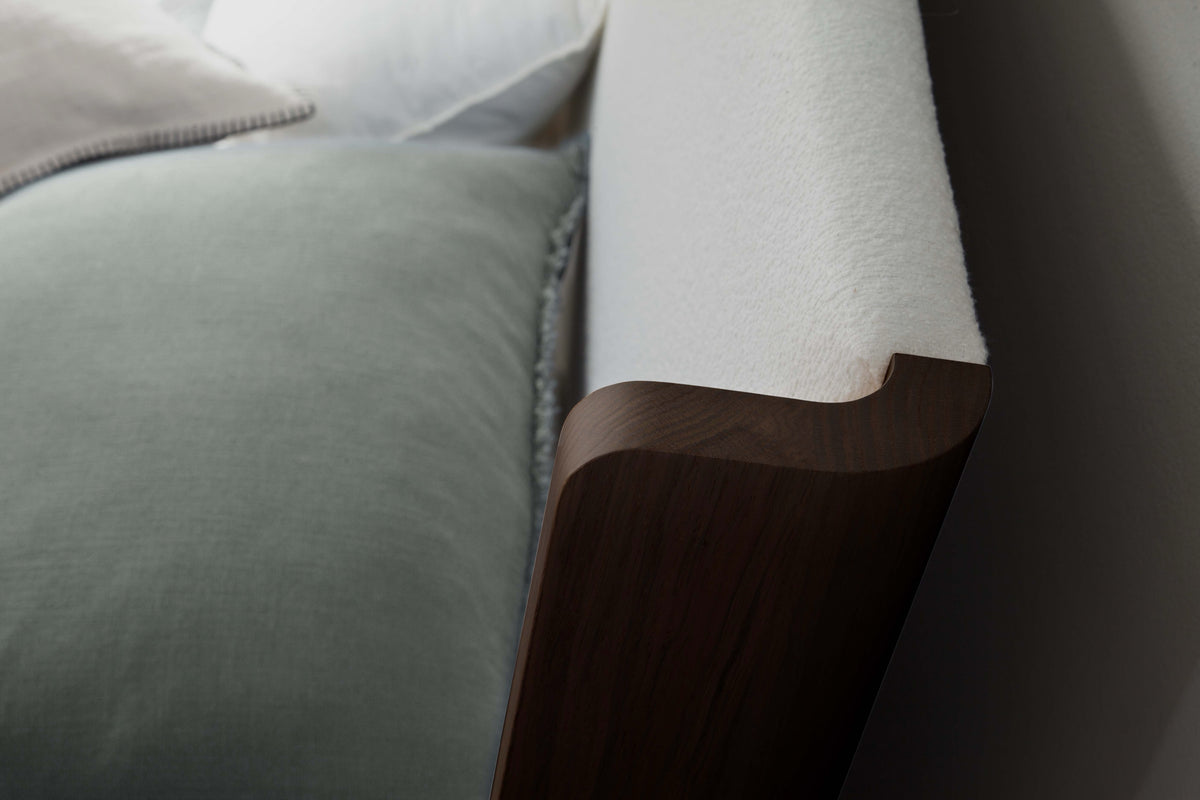West Bros Curva Shelter Bed in 22 Mocha, headboard detail