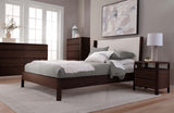 West Bros Curva Shelter Bed in 22 Mocha, wood headboard, in a room setting