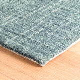 Dash & Albert Crosshatch Hand Micro Hooked Wool Rug in Aegean, corner detail