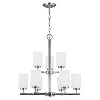 Oslo Nine Light Chandelier — Cased Opal Etched