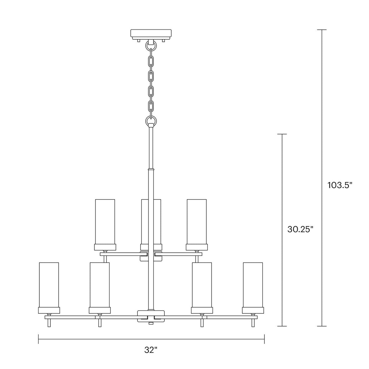 Nine Light Chandelier — 30.25", 3.5 W