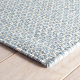 Dash & Albert Honeycomb Handwoven Wool Rug in French Blue / Ivory, corner detail