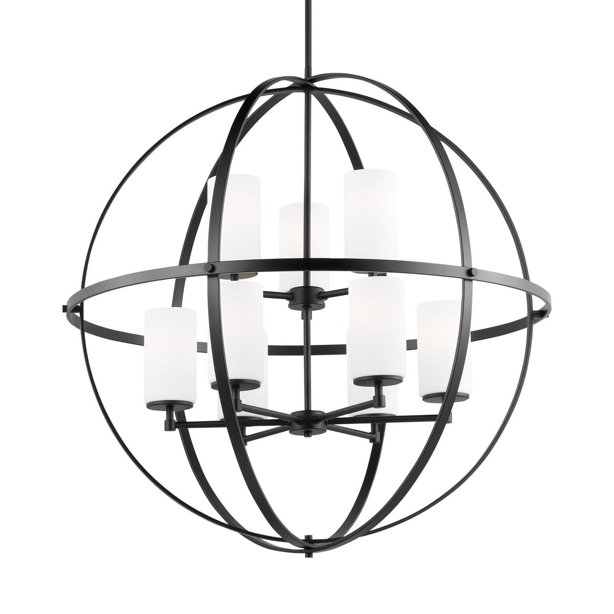 Alturas Nine Light Chandelier — Etched / White Inside