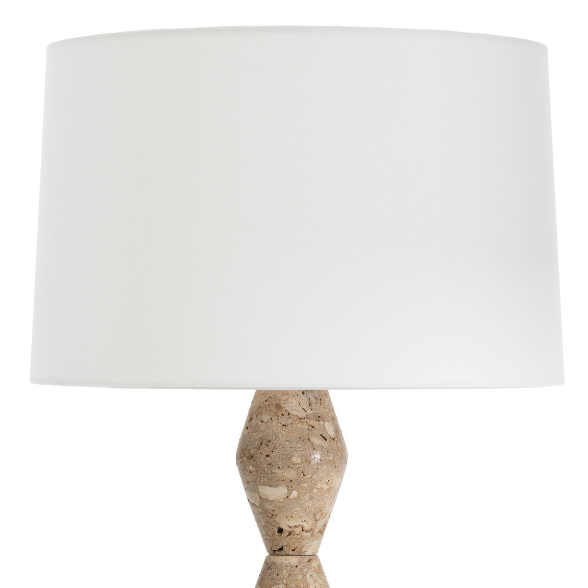 Crew Travertine Buffet Lamp (Natural Linen Shade)