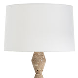 Crew Travertine Buffet Lamp (Natural Linen Shade)