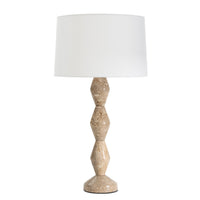 Crew Travertine Buffet Lamp (Natural Linen Shade)