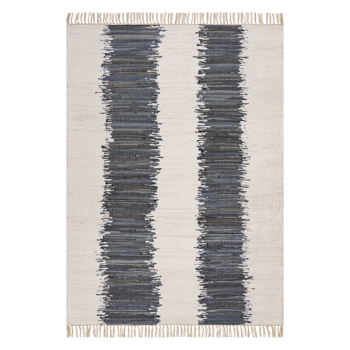 Dash & Albert Dahara Denim Bohemian Abstract Rug in White, on white