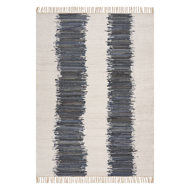 Dash & Albert Dahara Denim Bohemian Abstract Rug in White, on white