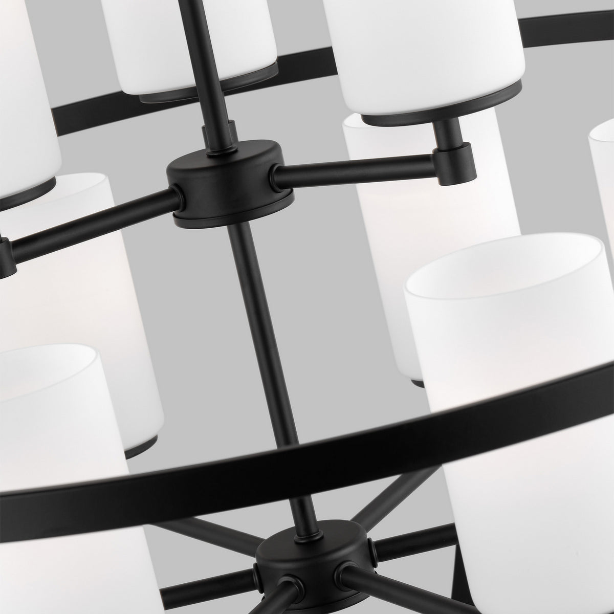 Alturas Nine Light Chandelier — Etched / White Inside