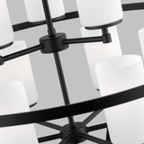 Alturas Nine Light Chandelier — Etched / White Inside