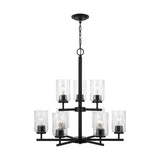 Oslo Nine Light Chandelier — Clear Seeded