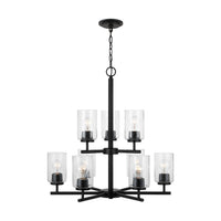 Oslo Nine Light Chandelier — Clear Seeded