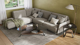 BDi Dino 1367 End Table in Natural Walnut, with the large coffee table in a living room