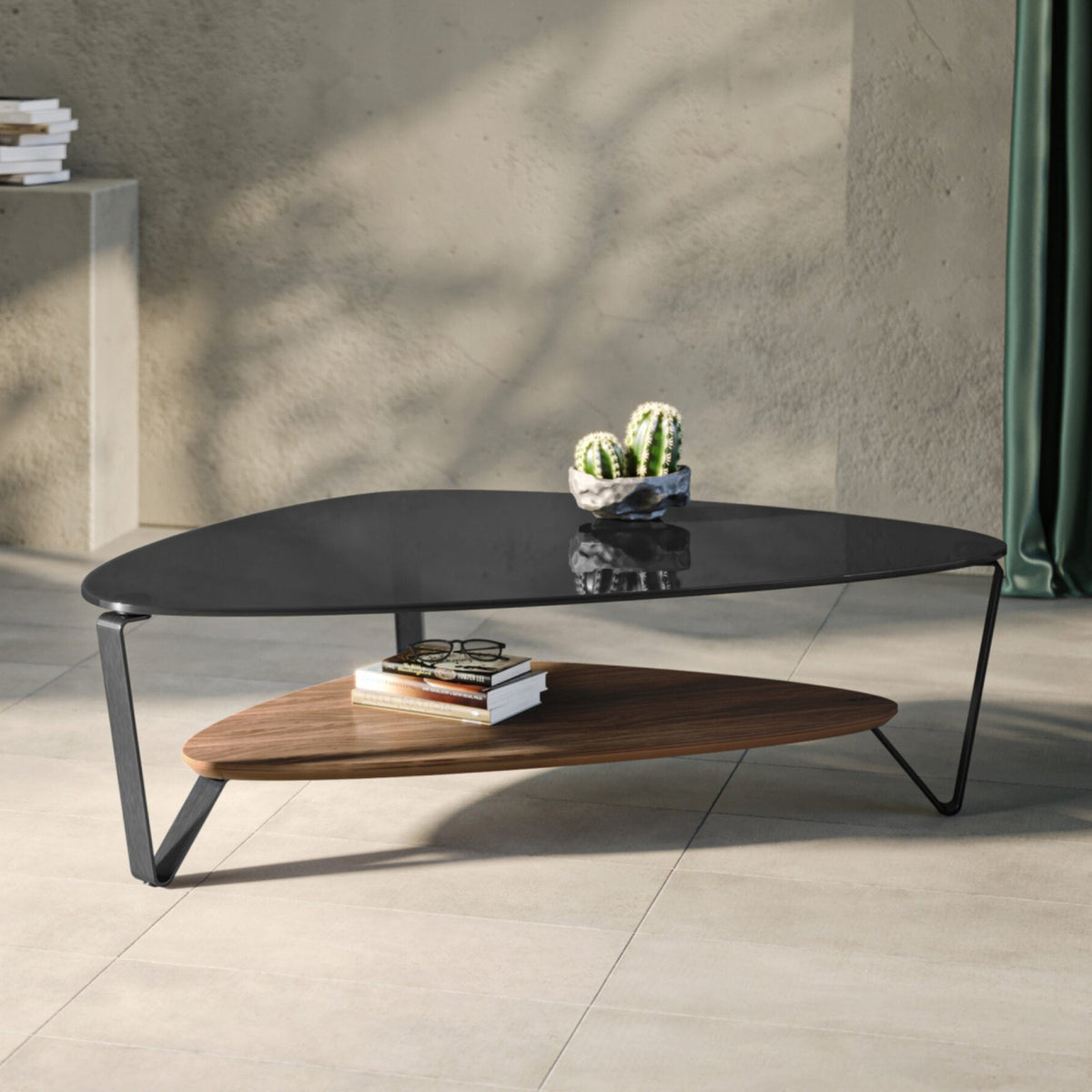 BDi Dino Coffee Table in Natural Walnut, in a room setting, Large size