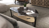 BDi Dino Coffee Table in Washed Oak, large, in a living room beside a sofa