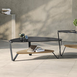 BDi Dino Coffee Table in Washed Oak, small, with the matching end table, closer view in a room