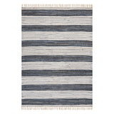 Dash & Albert Diora Denim Bohemian Striped Rug in White, on white