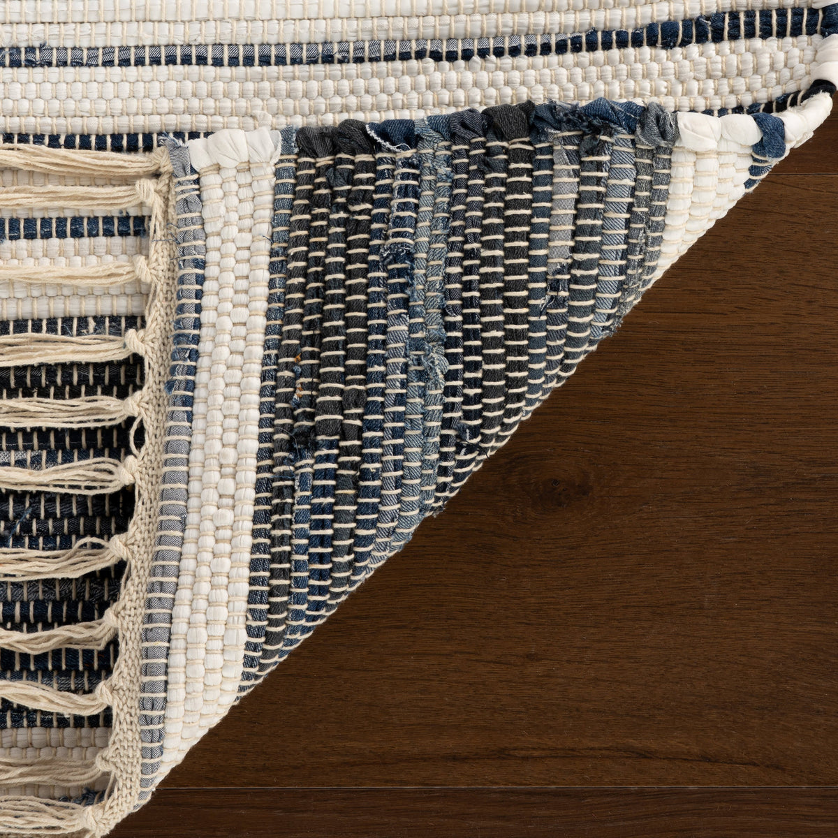 Dash & Albert Diora Denim Bohemian Striped Rug in White, photo 2