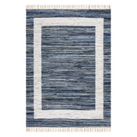 Dash & Albert Dymera Denim Bohemian Bordered Rug in Blue, on white