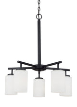 Oslo Five Light Chandelier — Cased Opal Etched