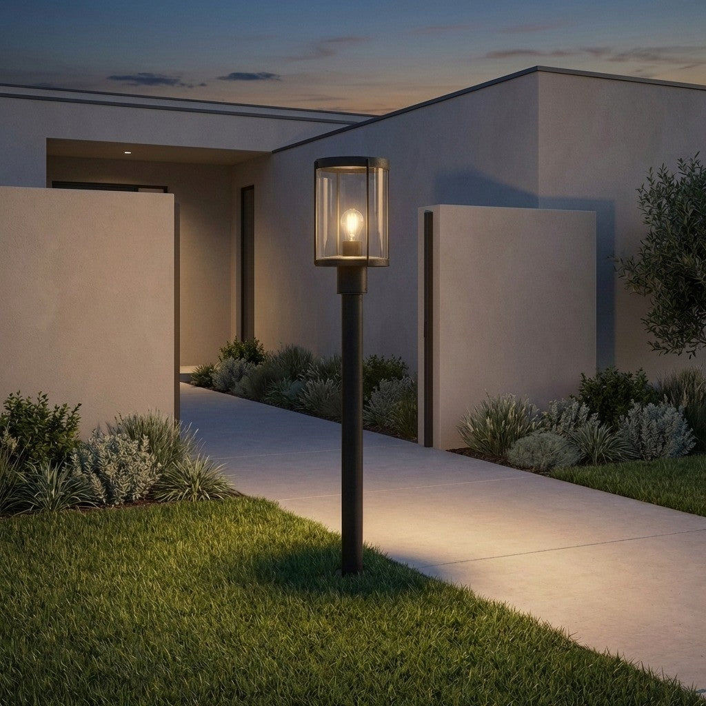 Luning 13 One Light Outdoor Post Lantern — Clear Glass
