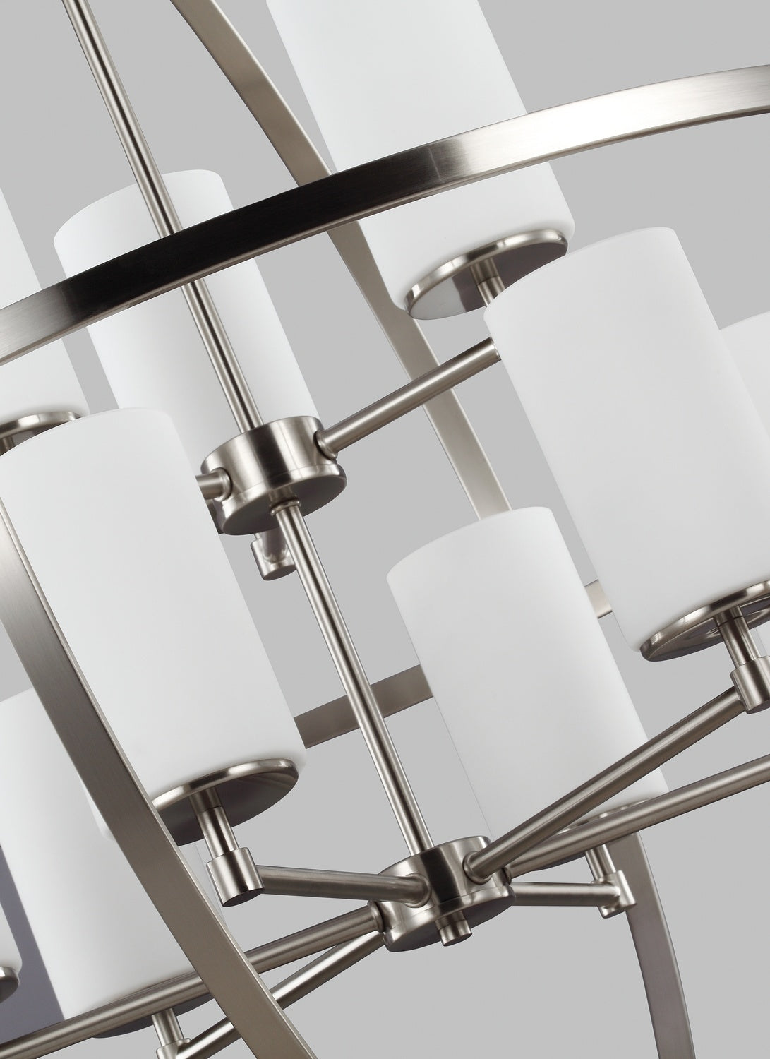 Alturas Nine Light Chandelier — Etched / White Inside