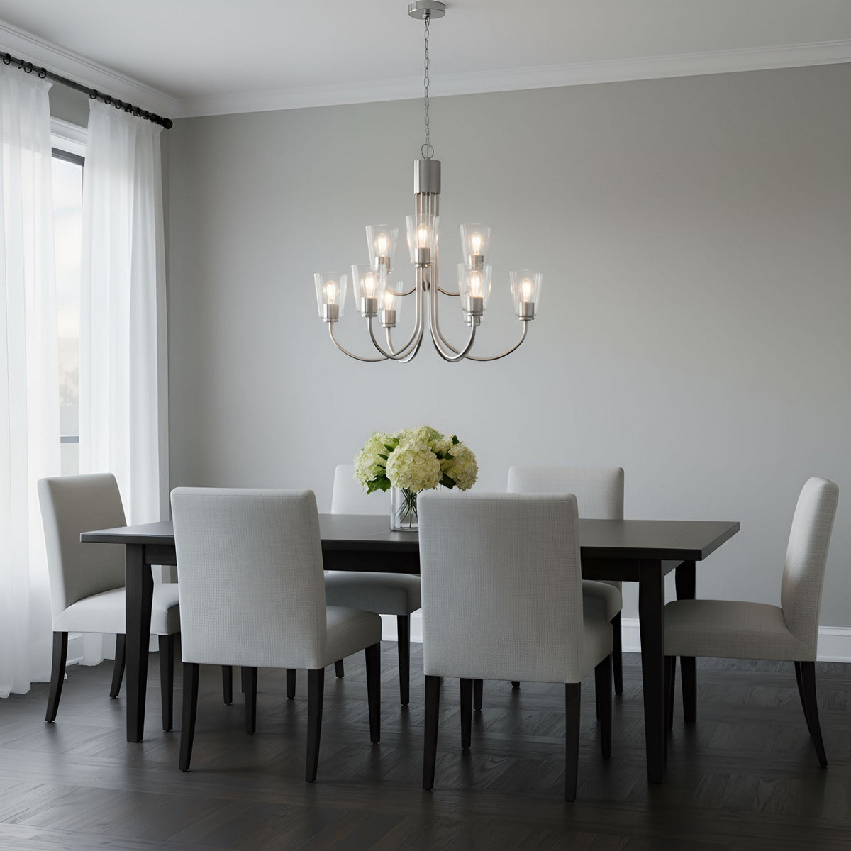 Miles Nine Light Chandelier — Clear