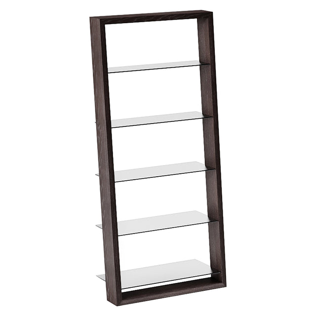 BDi Eileen 5166 Leaning Book Shelf in Charcoal Stained Ash, on white