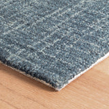 Dash & Albert Crosshatch Hand Micro Hooked Wool Rug in Denim, corner detail