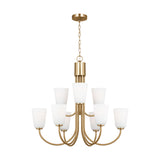 Miles Nine Light Chandelier — Etched white