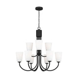 Miles Nine Light Chandelier — Etched white