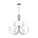Miles Nine Light Chandelier — Etched white